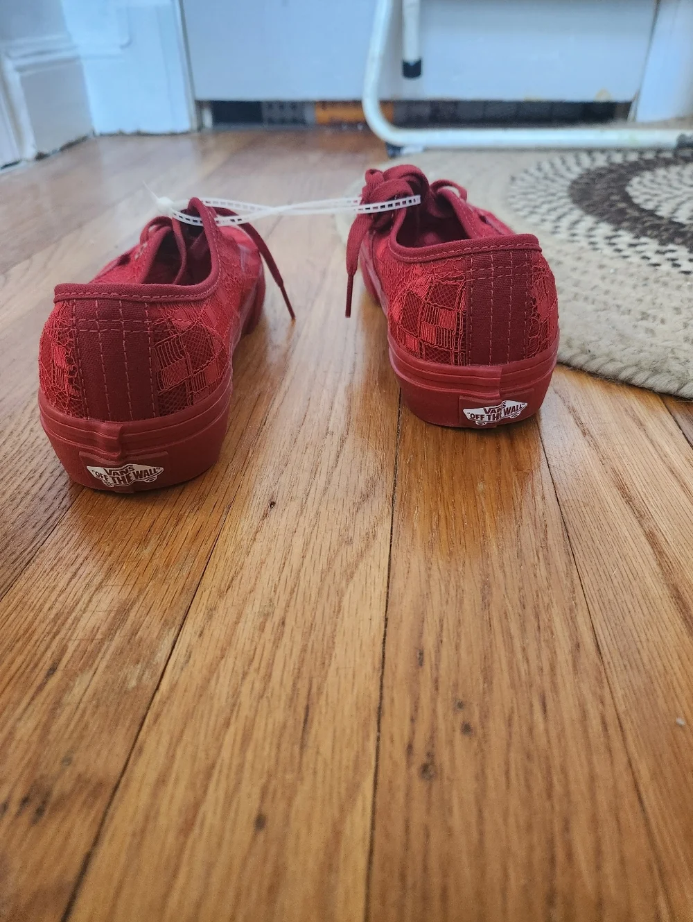 Vans Red Lace & Checkerboard Low-Top Sneakers